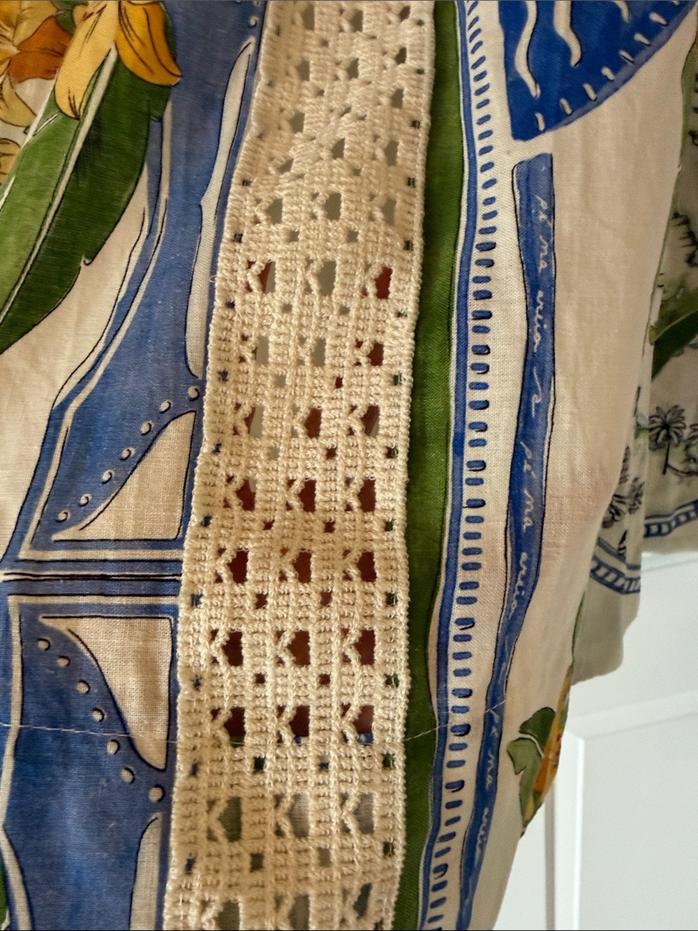 FARM Rio Cream Maxi Skirt with Yellow, Green, Blue & Red Tropical Panels - Picture 5 of 7